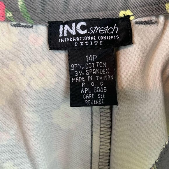 INC INTERNATIONAL CONCEPTS Gray Floral Stretch Cropped Pants Sz 14P - Picture 7 of 8